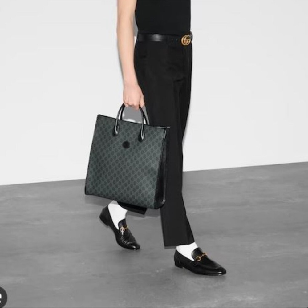 Authentic Gucci tote interlocking leather supreme GG Black / Gray Bag
